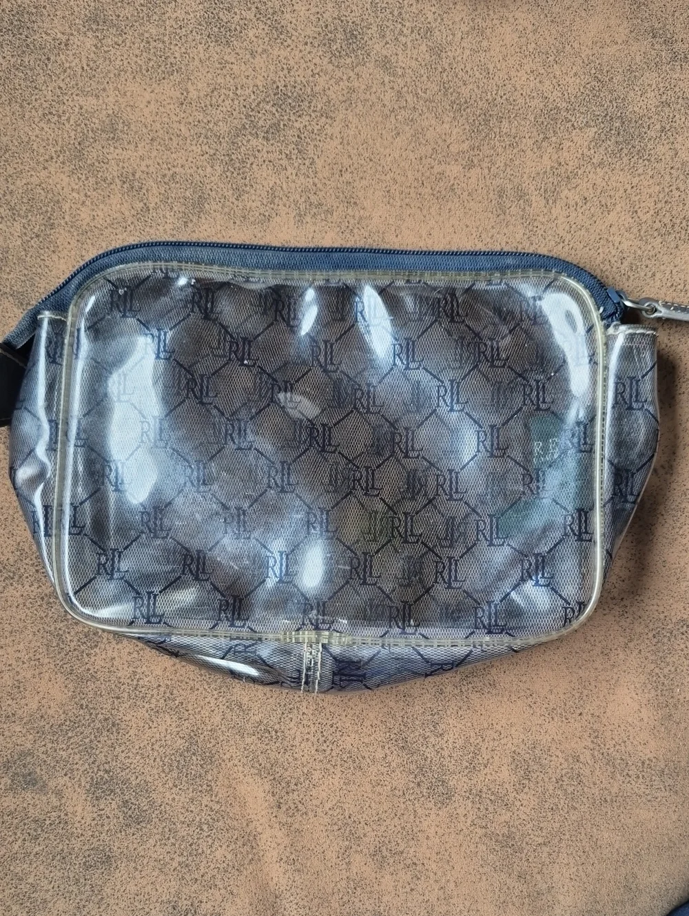 Vintage Lauren Ralph Lauren Monogram Plastic Cosmetic Makeup Bag Travel Pouch